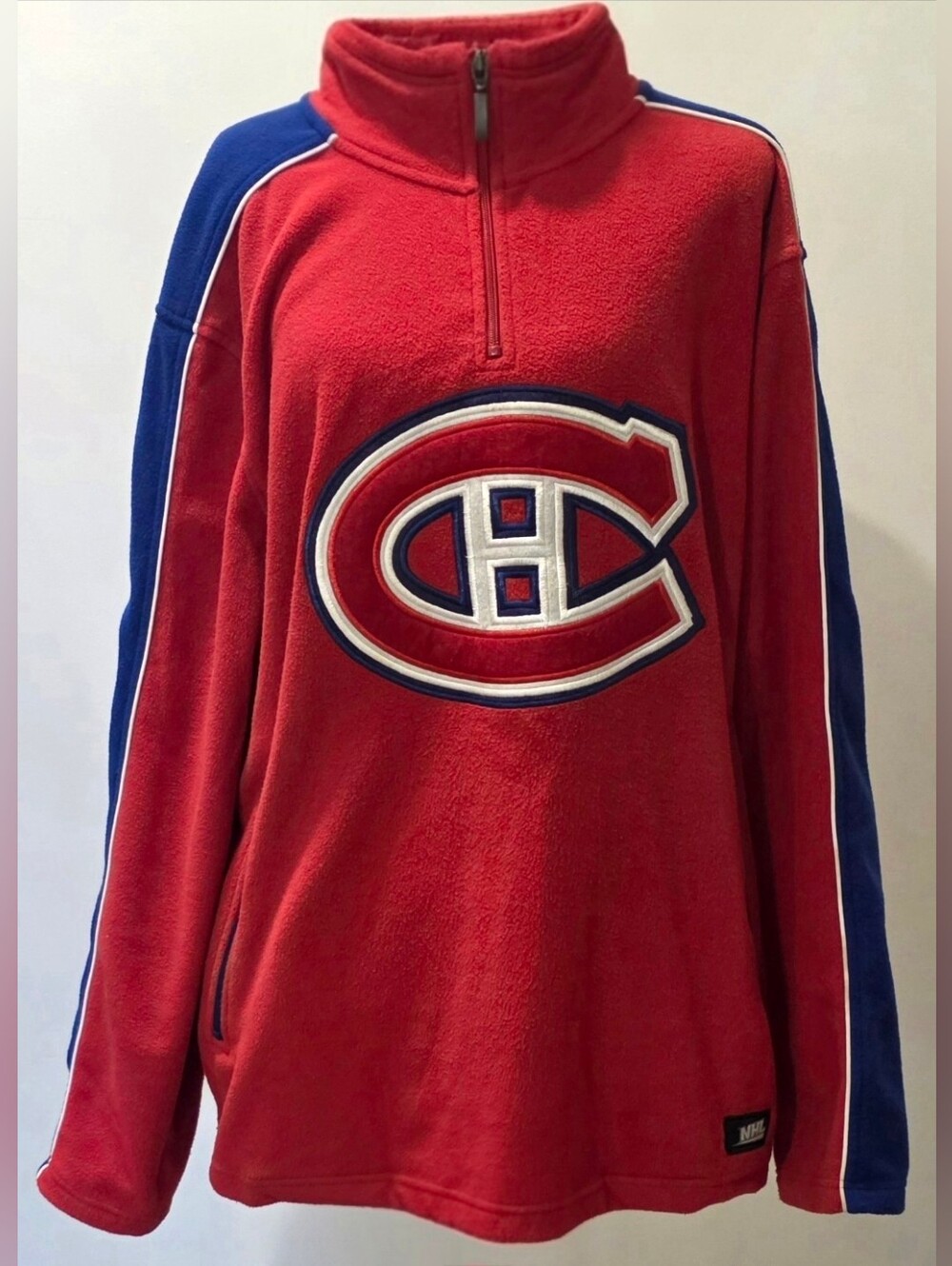 Montreal Canadiens NHL ILANCO Quarter Zip Fleece Pullover Sweater • Adult Large